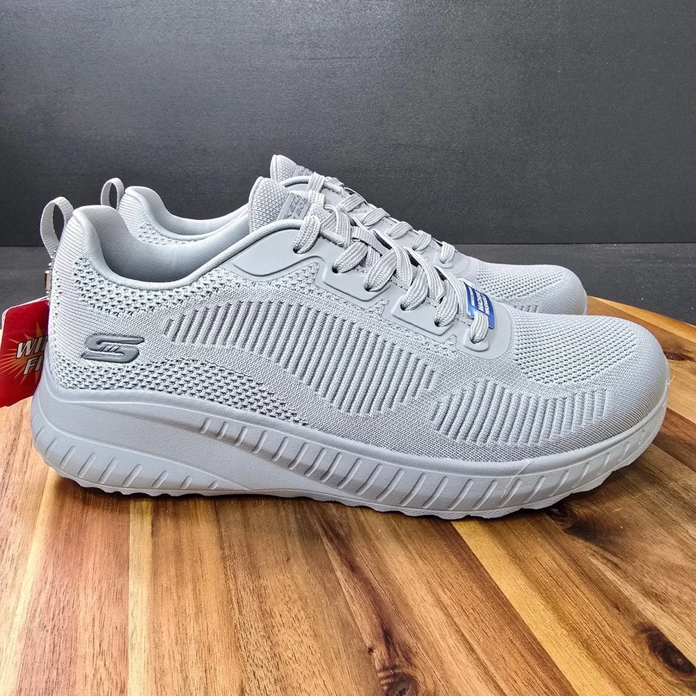 Skechers Bobs Squad Chaos Face Off Womens 10 Wide Light Gray‎ Vegan Memory Foam